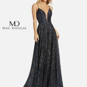 Mac Duggal Midnight Sequin Evening Dress